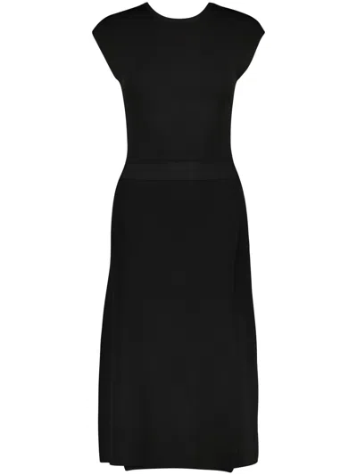 Yves Salomon Knitted Wrap Dress In Black