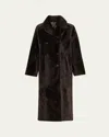 Yves Salomon Lacon Double-breasted Shearling Coat In Brown