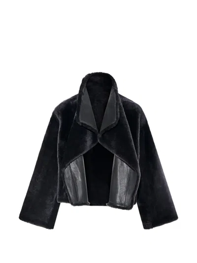 Yves Salomon Lacon Reversible Shearling Jacket In Black
