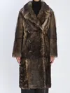 Yves Salomon Double-breasted Lamb Fur Coat In Brown