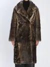Yves Salomon Double-breasted Lamb Fur Coat In Gray