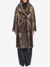 Yves Salomon Double-breasted Lamb Fur Coat In Gray