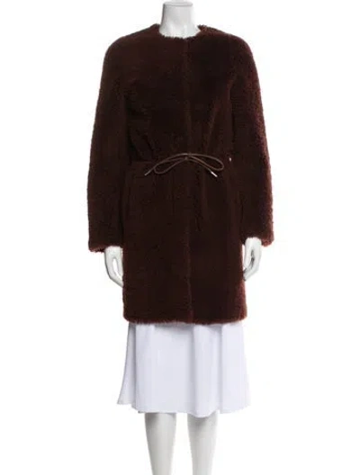 Pre-owned Yves Salomon Lamb Fur Faux Fur Coat In Brown