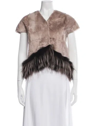 Pre-owned Yves Salomon Lamb Fur Faux Fur Jacket In Neutral