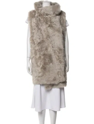 Pre-owned Yves Salomon Lamb Fur Faux Fur Jacket In Neutrals