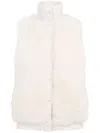 Yves Salomon Lambskin And Fur Vest With Ribbed Collar And Button Closure In White
