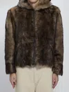 Yves Salomon Zip-up Lamb Fur Coat In Gray