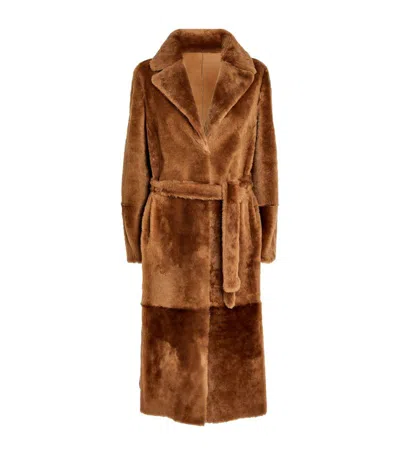 Yves Salomon Lamb Fur Reversible Wrap Coat In Beige