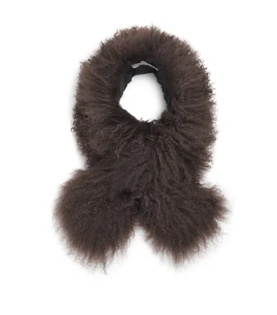 Yves Salomon Lamb Fur Scarf In Brown