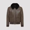 Yves Salomon Lamb Leather Jacket With Black Fur Collar And Flap Pockets In Multi