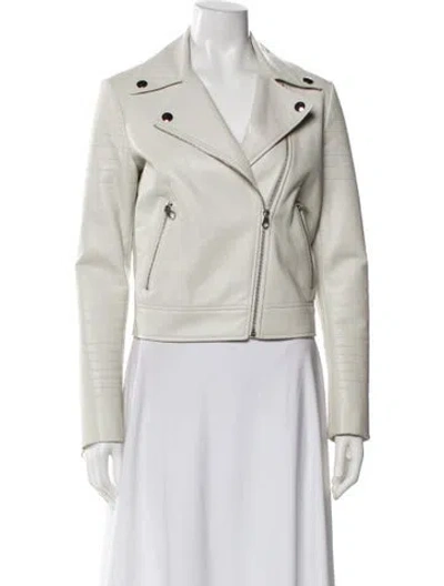 Pre-owned Yves Salomon Lamb Leather Biker Jacket In Gray