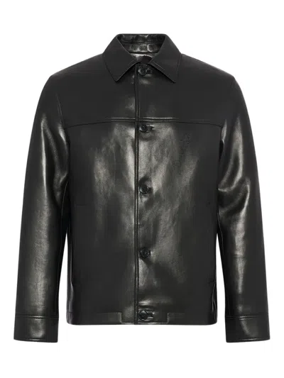 Yves Salomon Lamb Leather Button-fastening Jacket In Black