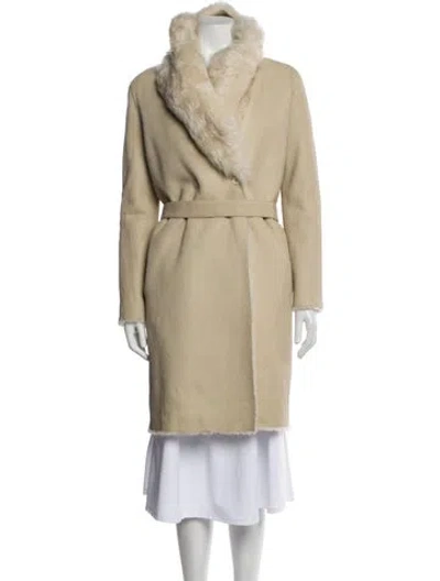 Pre-owned Yves Salomon Lamb Leather Coat In Gray