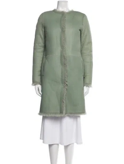 Pre-owned Yves Salomon Lamb Leather Coat In Green