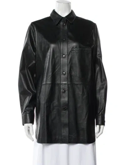 Pre-owned Yves Salomon Lamb Leather Coat In Green