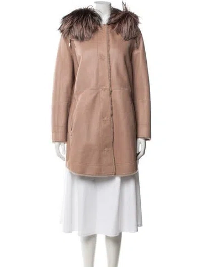 Pre-owned Yves Salomon Lamb Leather Coat In Pink