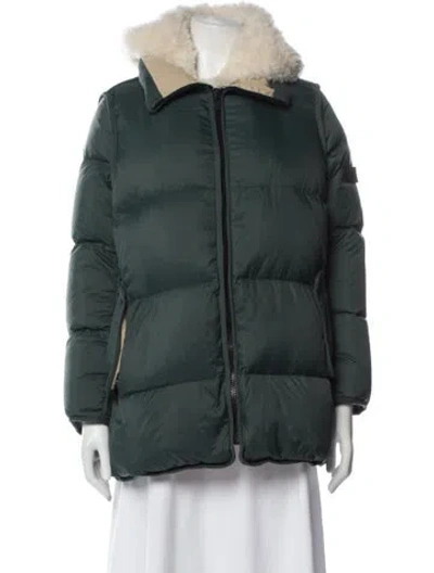 Pre-owned Yves Salomon Lamb Leather Down Jacket In Green