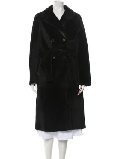 Pre-owned Yves Salomon Lamb Leather Faux Fur Coat W/ Tags In Black
