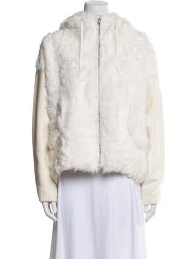 Pre-owned Yves Salomon Lamb Leather Faux Fur Jacket In Neutral
