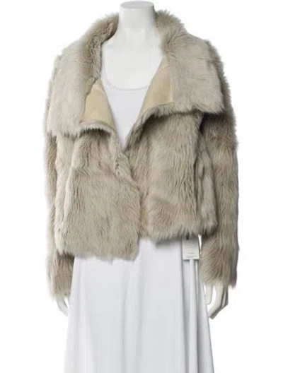 Pre-owned Yves Salomon Lamb Leather Faux Fur Jacket In Neutral