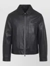 Yves Salomon Black Solid Jacket In Blue