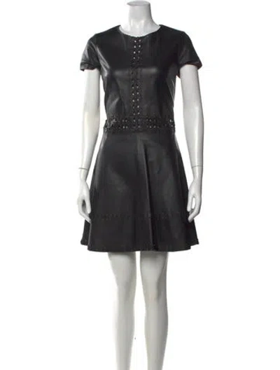 Pre-owned Yves Salomon Lamb Leather Mini Dress In Black