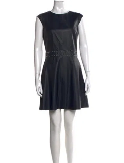 Pre-owned Yves Salomon Lamb Leather Mini Dress In Blue