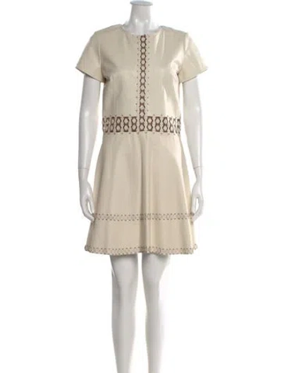 Pre-owned Yves Salomon Lamb Leather Mini Dress In Neutral