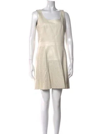 Pre-owned Yves Salomon Lamb Leather Mini Dress In Neutral