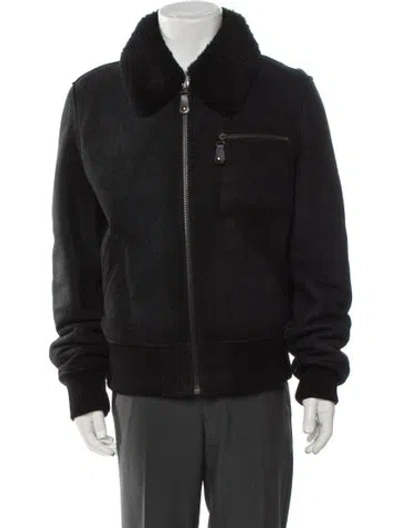 Pre-owned Yves Salomon Lamb Leather Moto Jacket W/ Tags In Black