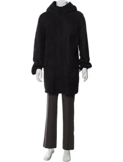 Pre-owned Yves Salomon Lamb Leather Parka In Black