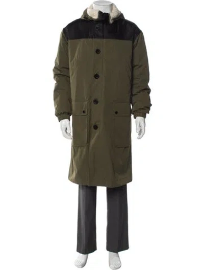 Pre-owned Yves Salomon Lamb Leather Parka In Green