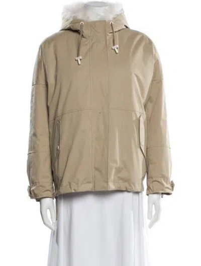 Pre-owned Yves Salomon Lamb Leather Parka In Neutral