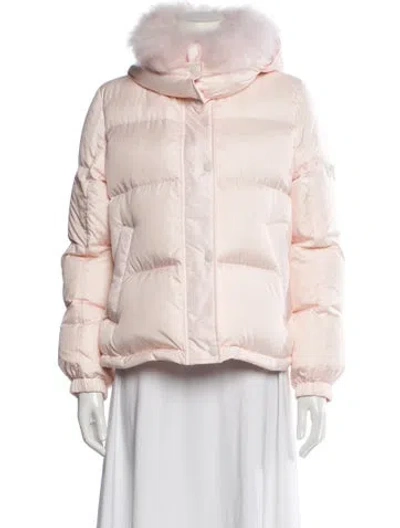 Pre-owned Yves Salomon Lamb Leather Puffer Jacket In Pink