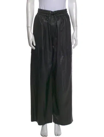 Pre-owned Yves Salomon Lamb Leather Wide Leg Pants In Black