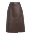 Yves Salomon Lamb Leather Wrap Midi Skirt In Brown