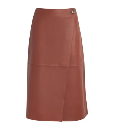 Yves Salomon Lamb Leather Wrap Skirt In Merlot