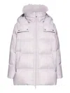 Yves Salomon Lambshearling-collar Down Coat In Purple