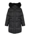 Yves Salomon Lambshearling-hooded Down Jacket In Black