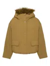 Yves Salomon Lambshearling-trimmed Down Jacket In Green