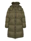 Yves Salomon Lambshearling-trimmed Hooded Coat In Green