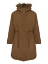 Yves Salomon Lambshearling-trimmed Parka Coat In Brown