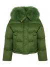 Yves Salomon Lambshearlking-trimmed Puffer Jacket In Green