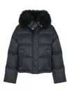 Yves Salomon Lambsherling-trim Puffer Jacket In Blue