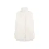 Yves Salomon Lambskin And Fur Vest With Ribbed Collar And Button Closure In White