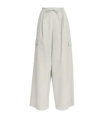 Yves Salomon Lambskin Cargo Trousers In Green