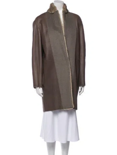 Pre-owned Yves Salomon Lambskin Coat In Brown