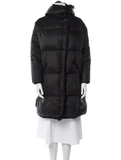 Pre-owned Yves Salomon Lambskin Down Coat In Black