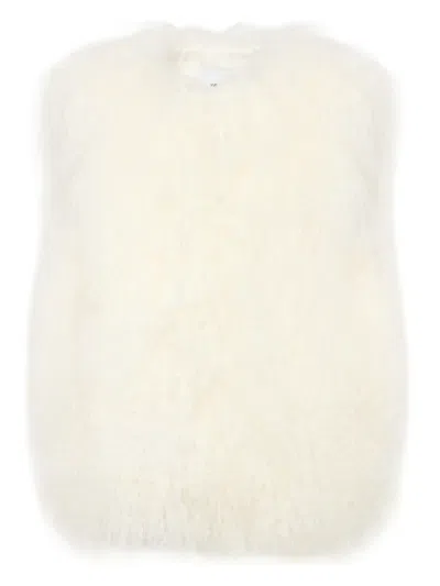Yves Salomon Lambskin Gilet In Neutral