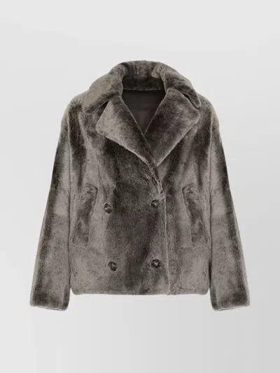 Yves Salomon Lambskin Jacket With Side Zip And Pockets In Gray